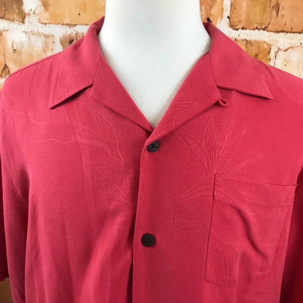 Tommy Bahama Hawaiian Aloha Silk Shirt L Red